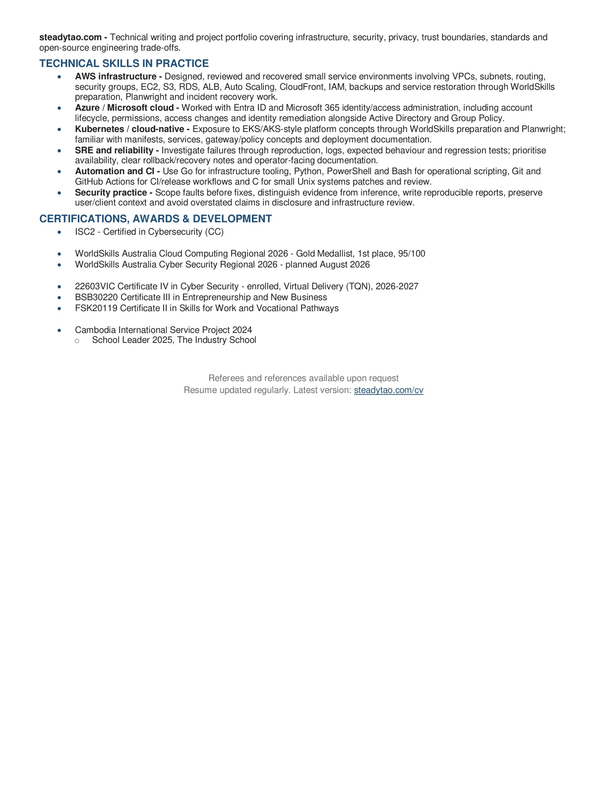Second page preview of Zen Dodd's resume